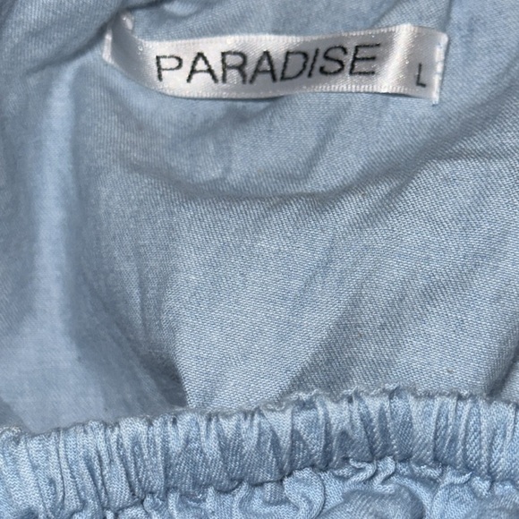 Paradise ruffle Light Blue Off-Shoulder dress Sz‎ L - Picture 5 of 6
